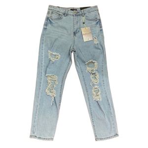 Elite Jeans Distressed High-Rise Mom Jeans